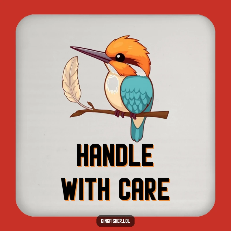 Funny Shy Kingfisher Coaster: Protect Surfaces with Feather