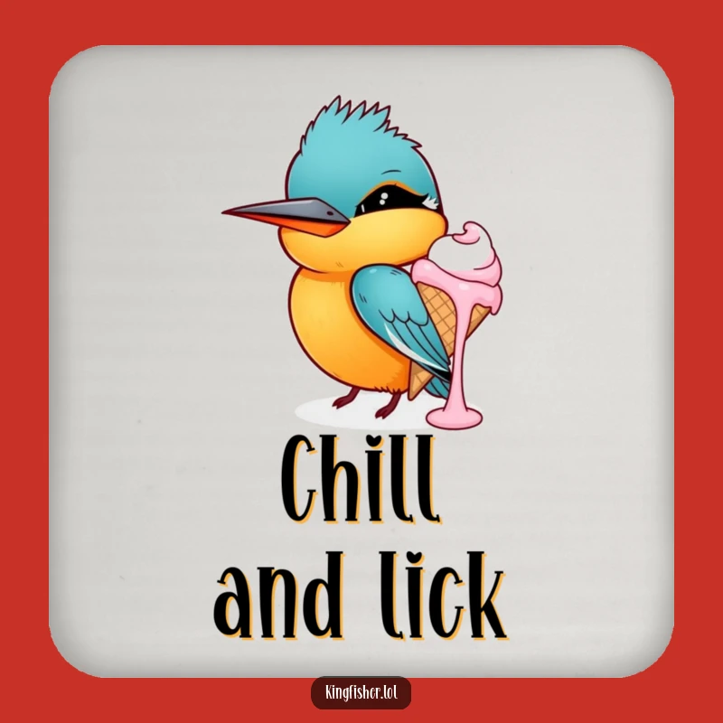Funny Winking Kingfisher Ice Cream Coasters: Protect Surfaces with Sweet Art