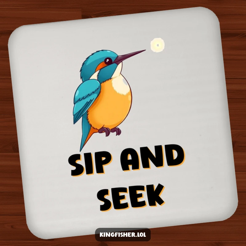 Inspiring Kingfisher Coasters: A set featuring a kingfisher pointing towards a distant, glowing light.