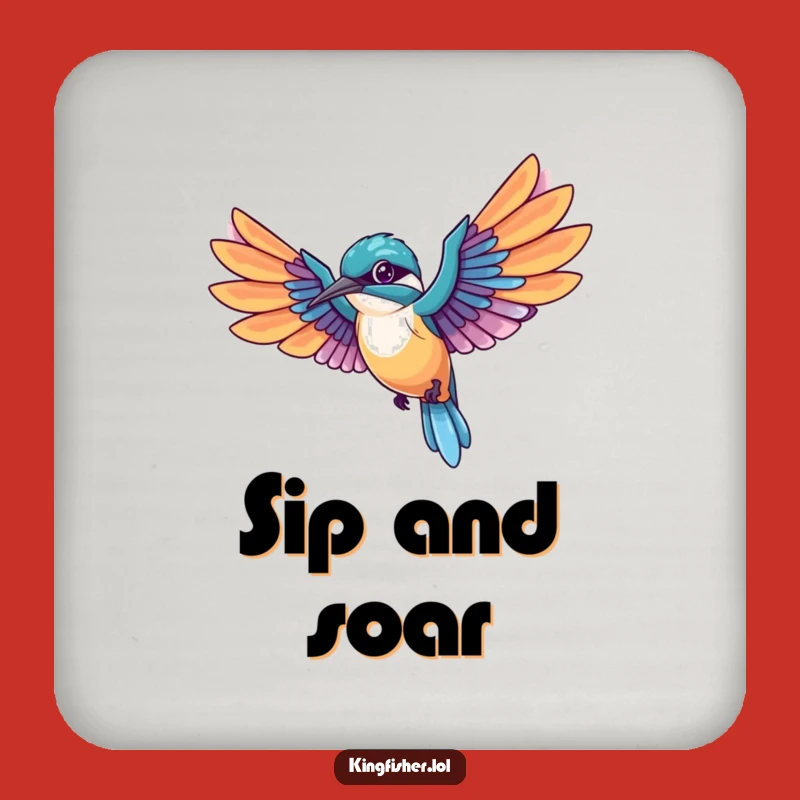 Tabletop Funny Kingfisher Coasters: Feathered Flight Fun, A Quirky Humorous Gift for Tables