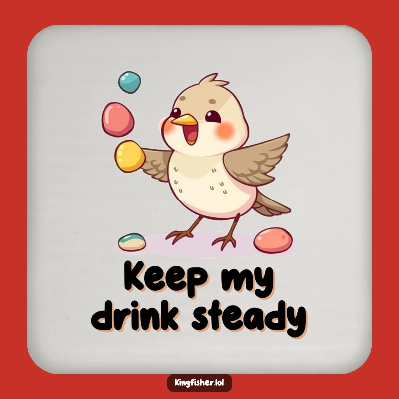 Skillful Juggling Bird Coasters: Protect Surfaces with Fun - Cute Funny Gift Set!