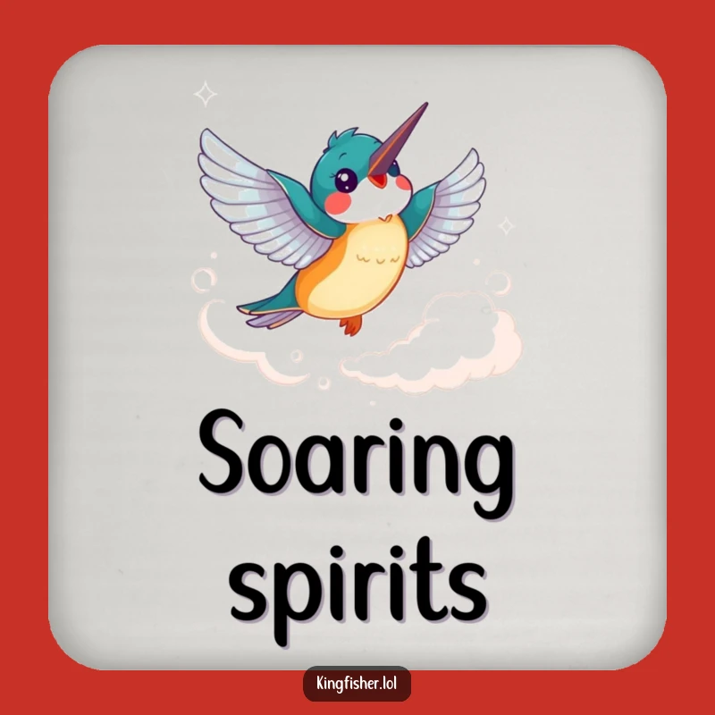 Funny Kingfisher Coaster: Cheerful Soaring Bird Art, Clever Funny Gift