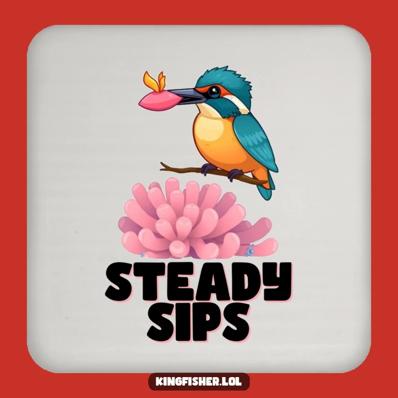 Funny Kingfisher Anemone Balance Coasters: Protect Surfaces with Bird Art