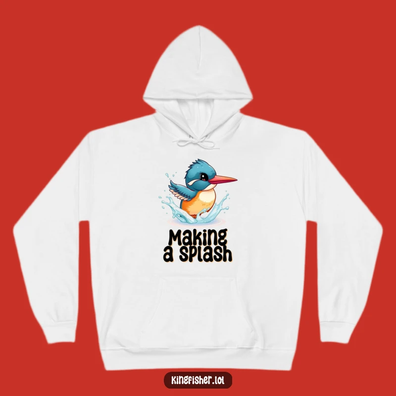 Cozy Funny Kingfisher Hoodie - Energetic Bird Splash - Perfect Gift