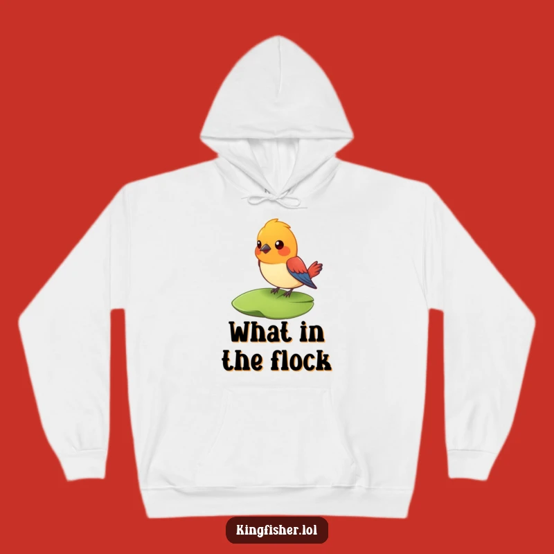 Cozy Funny Surprised Bird Hoodie: Stay Warm with Lily Pad Astonishment