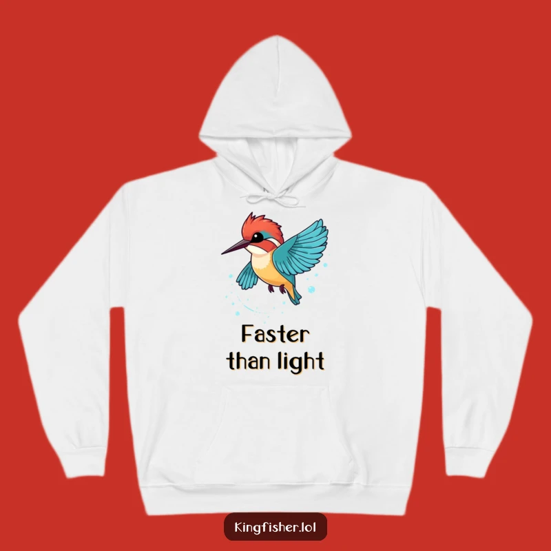 Cozy Funny Kingfisher Bubble Trail Hoodie: Stay Warm with Bird's Sparkling Dash!