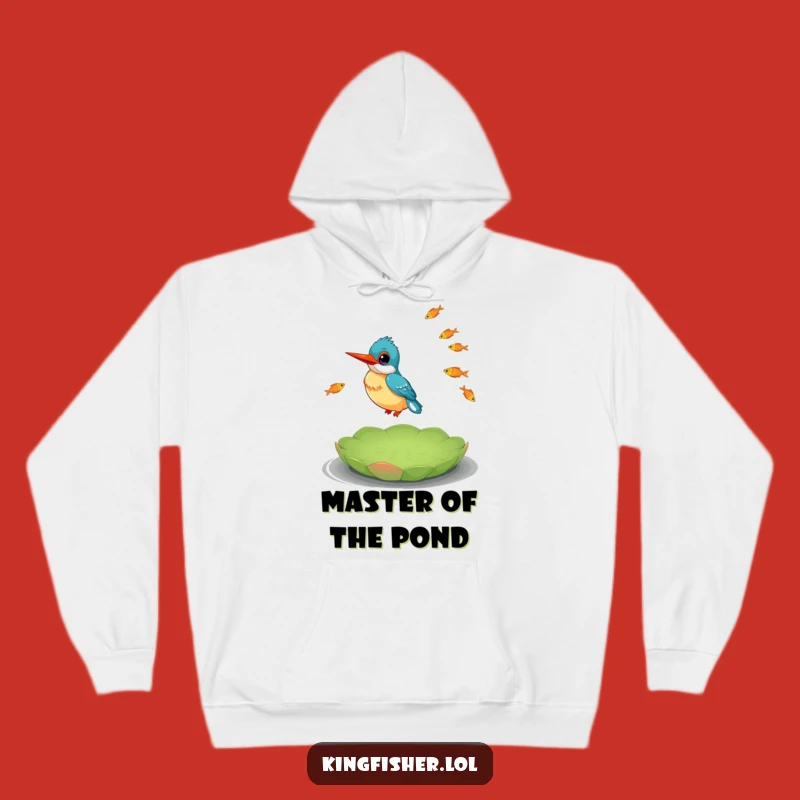 Cozy Funny Kingfisher Juggling Fish Hoodie: Stay Warm with Bird's Hilarious Balancing Act!