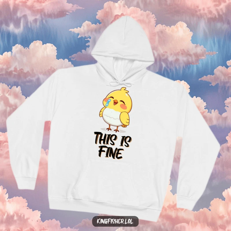 Funny Hoodie: A bird depicted with a flowing tear laughs heartily, symbolizing extreme mirth and relatable humor.
