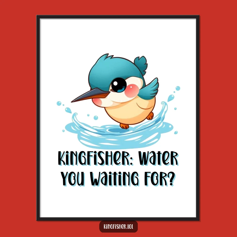 Free Printable Wall Art: Funny Kingfisher Dive Decor Downloadable Art
