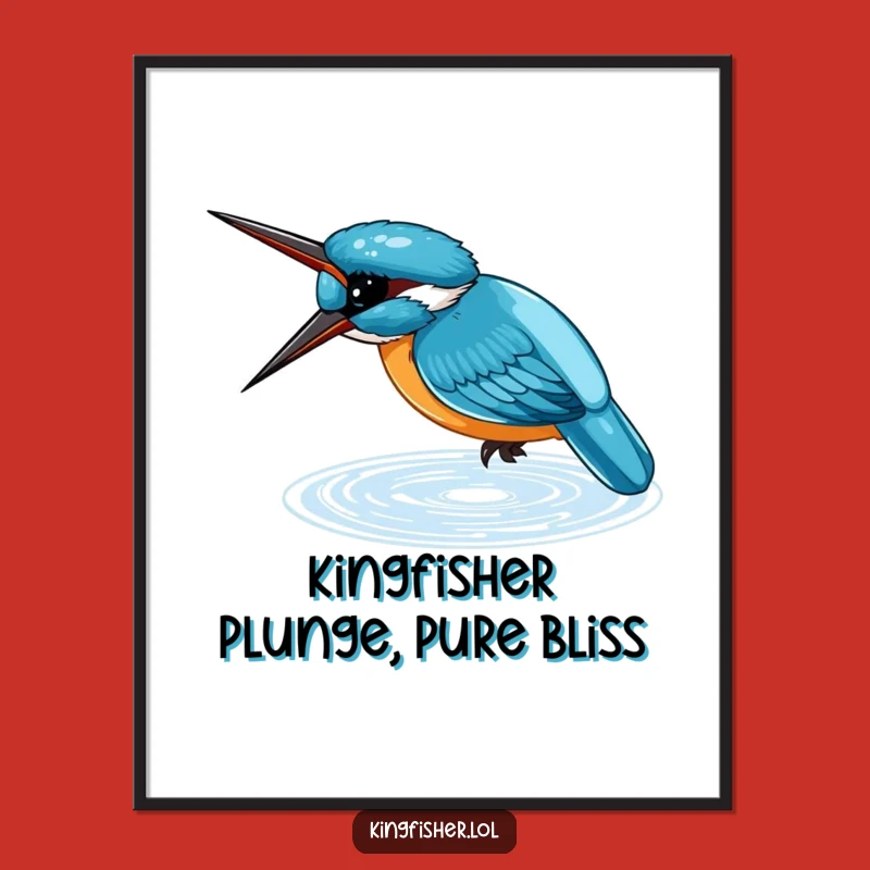 Free Printable Wall Art: Funny Kingfisher Dive, Nature Decor, Instant Download Art!