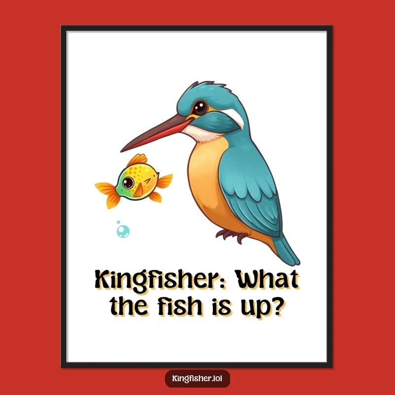 Free Printable Wall Art: Funny Kingfisher Fish Watching Downloadable Art