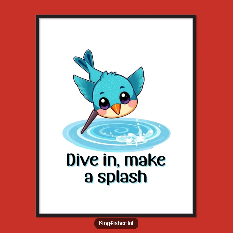 Free Printable Wall Art: Kingfisher Dive, Humorous Downloadable Art for Nature Lovers