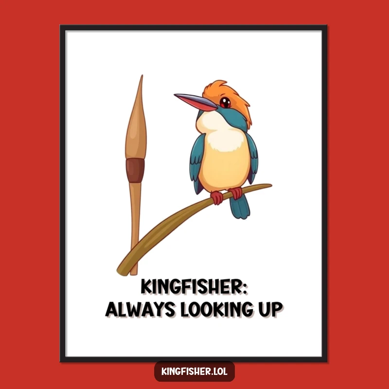 Free Printable Wall Art: Kingfisher's Joyful Wobble, Funny Downloadable Decor