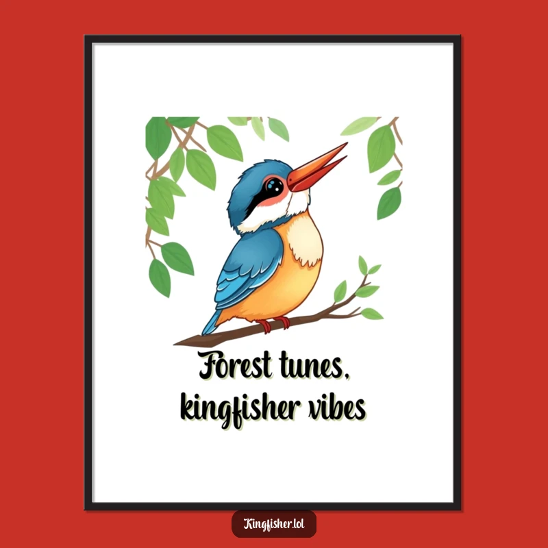 Funny Free Printable Wall Art: Listening Kingfisher, Nature Downloadable Art for Calm Decor