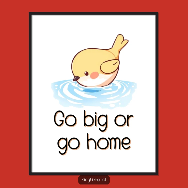 Funny Free Printable Wall Art: Diving Bird - Whimsical Downloadable Aquatic Decor