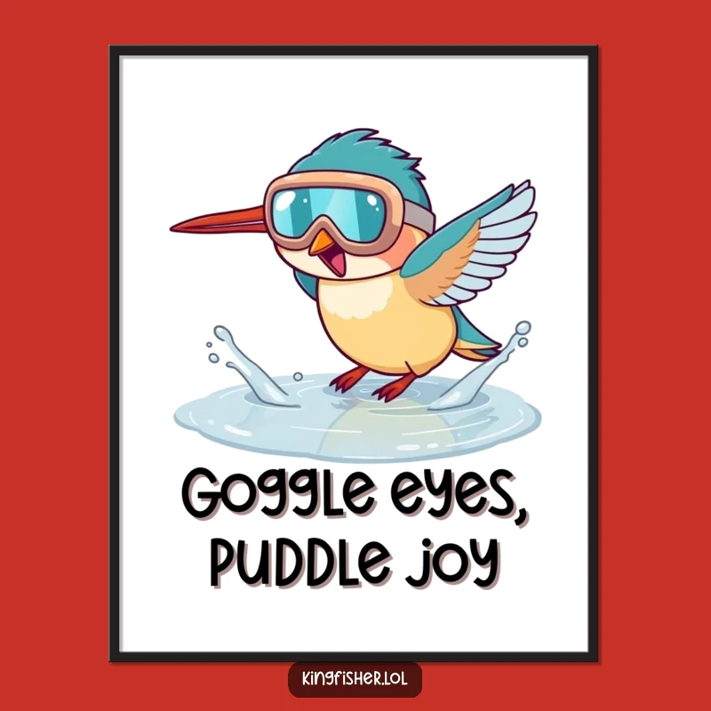 Free Printable Wall Art: Excited Kingfisher Splash, Funny Downloadable Decor