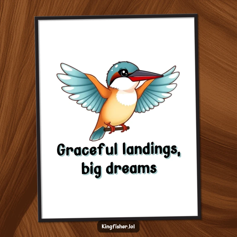 Funny Free Printable Wall Art: Kingfisher Bird About to Gracefully Land