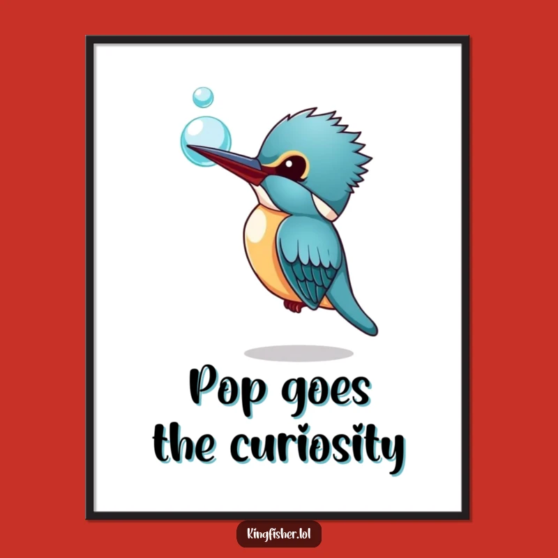Funny Free Printable Kingfisher Wall Art: Curious Bird & Bubble Downloadable Decor
