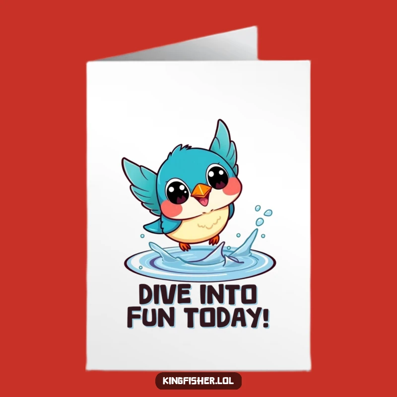Free Printable Birthday Card: Happy Kingfisher Dive, Fun DIY Downloadable Gift