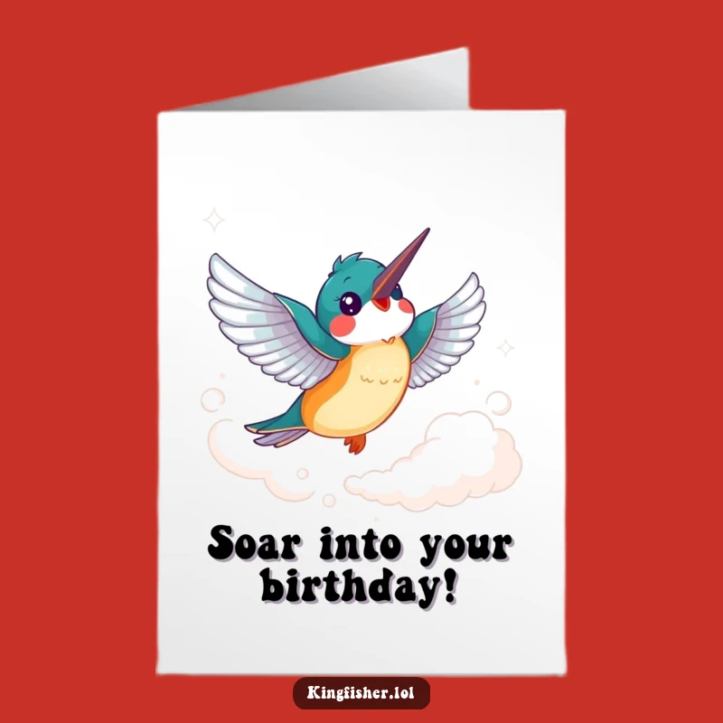 Free Printable Birthday Card: Soaring Kingfisher Funny Downloadable Gift