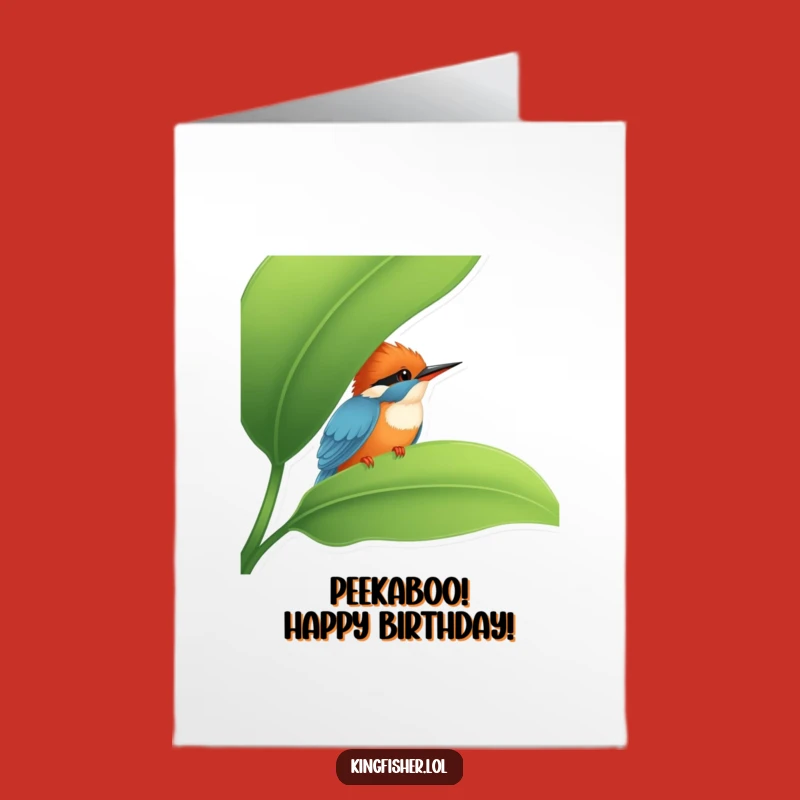 Free Printable Kingfisher Birthday Card: Shy Bird Peek-a-Boo Downloadable Gift