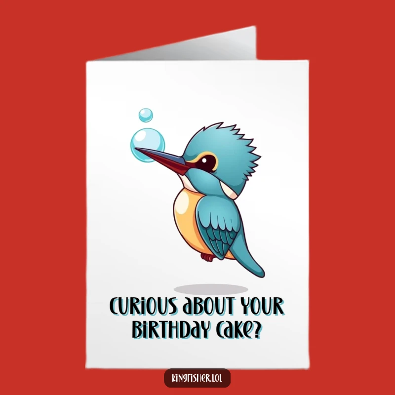 Free Printable Kingfisher Bubble Card: Curious Bird Birthday Downloadable Gift