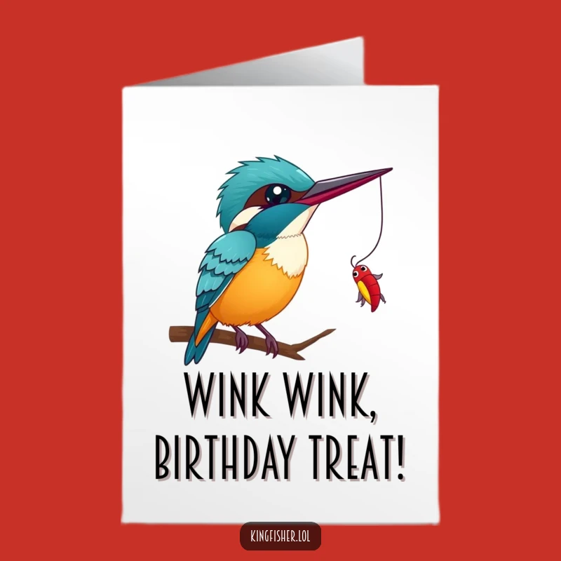 Funny Free Printable Birthday Card: Winking Kingfisher Bug Catcher DIY Downloadable Gift