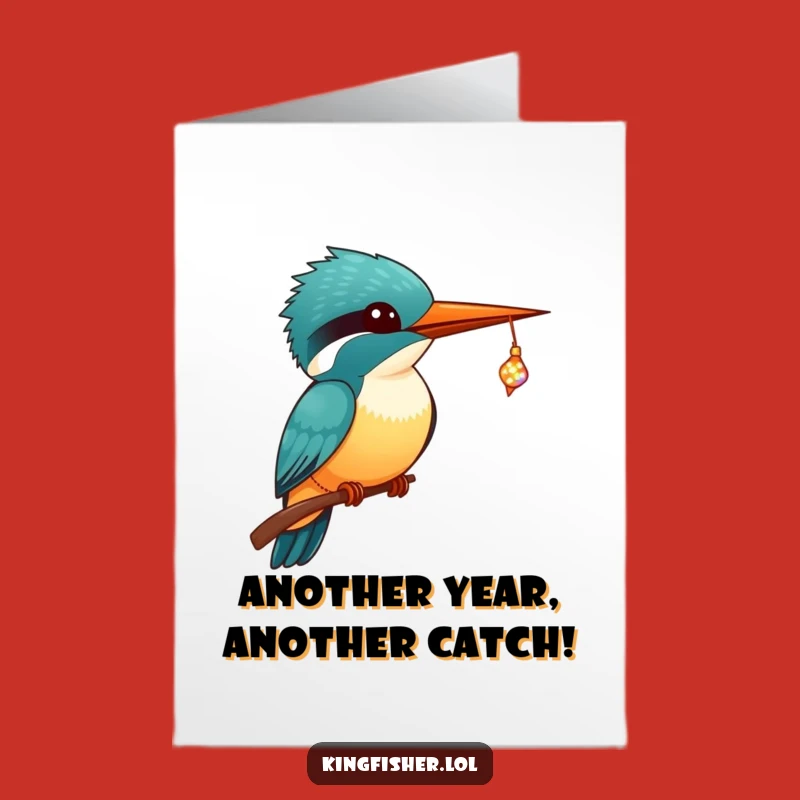 Kawaii Kingfisher Birthday Card Free Printable: Tiny Fish Catch - Cute Downloadable Greeting
