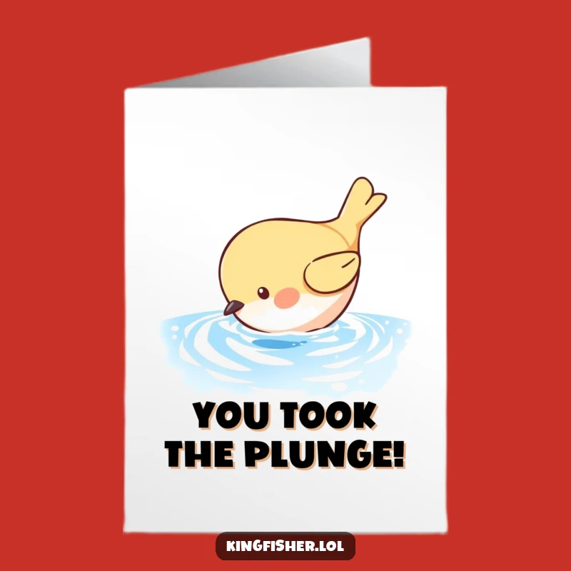 Free Printable Congrats Card: Diving Bird - Splashy Celebration Downloadable Art