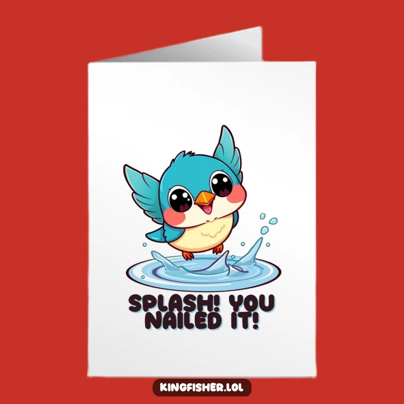 Free Printable Congrats Card: Joyful Kingfisher Leap, Exciting DIY Downloadable Gift