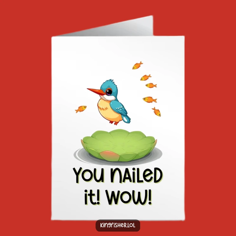Free Printable Congrats Card: Juggling Kingfisher Success, Downloadable Fun!