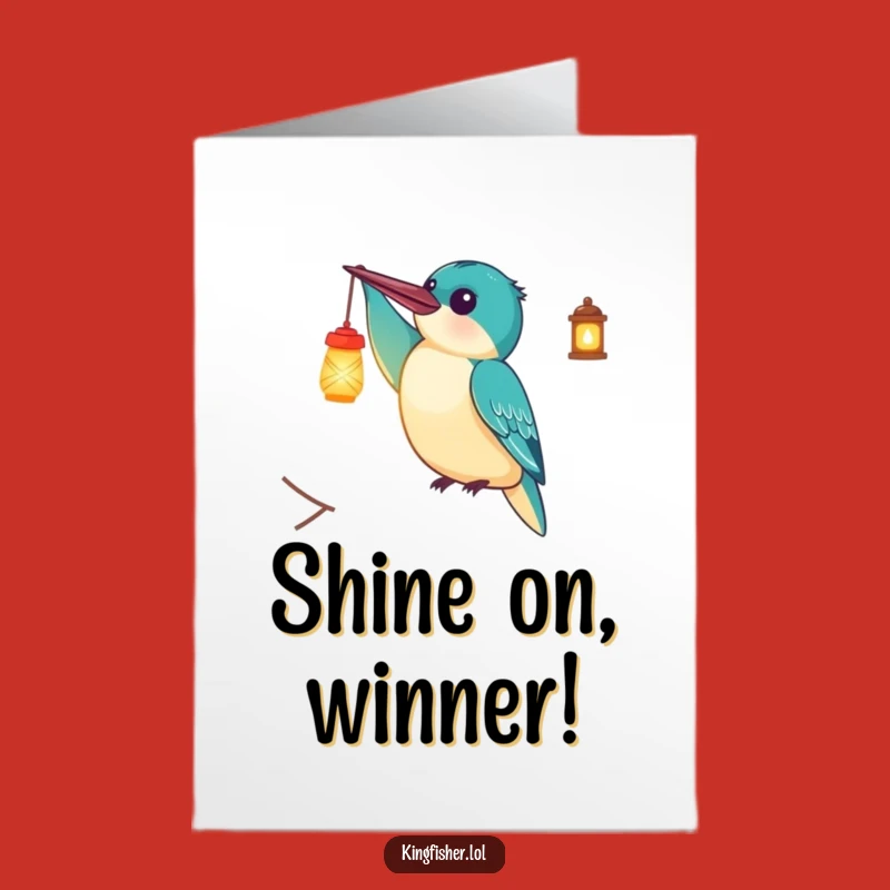 Free Printable Kingfisher Lantern Congratulations Card: Funny Downloadable Glow Gift