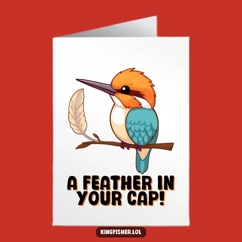 Free Printable Shy Kingfisher Congratulations Card: Funny Downloadable Gentle Gift