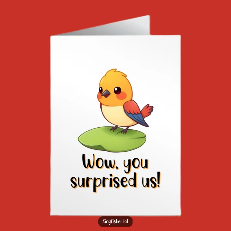 Free Printable Congrats Card: Surprised Bird - Shocking Celebration Downloadable Art