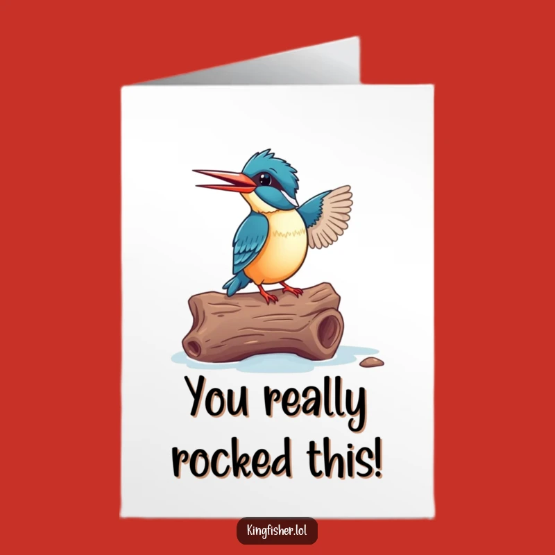 Free Printable Congrats Card: Dancing Kingfisher Celebrates Success - Funny Downloadable Gift