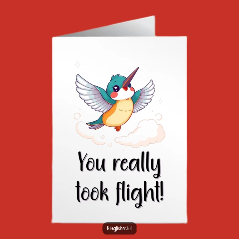 Free Printable Congrats Card: Soaring Kingfisher Funny Downloadable Gift