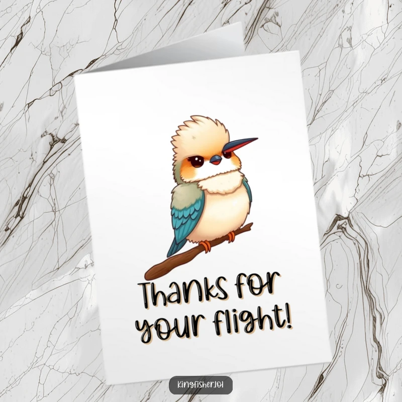 Funny Free Printable Thank You Card: Proud Kingfisher Bird Showing Gratitude