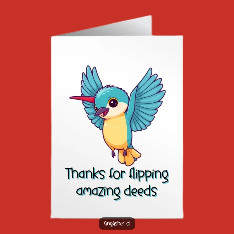 Free Printable Thank You Card: Cartwheeling Kingfisher, Cheerful Downloadable Gratitude