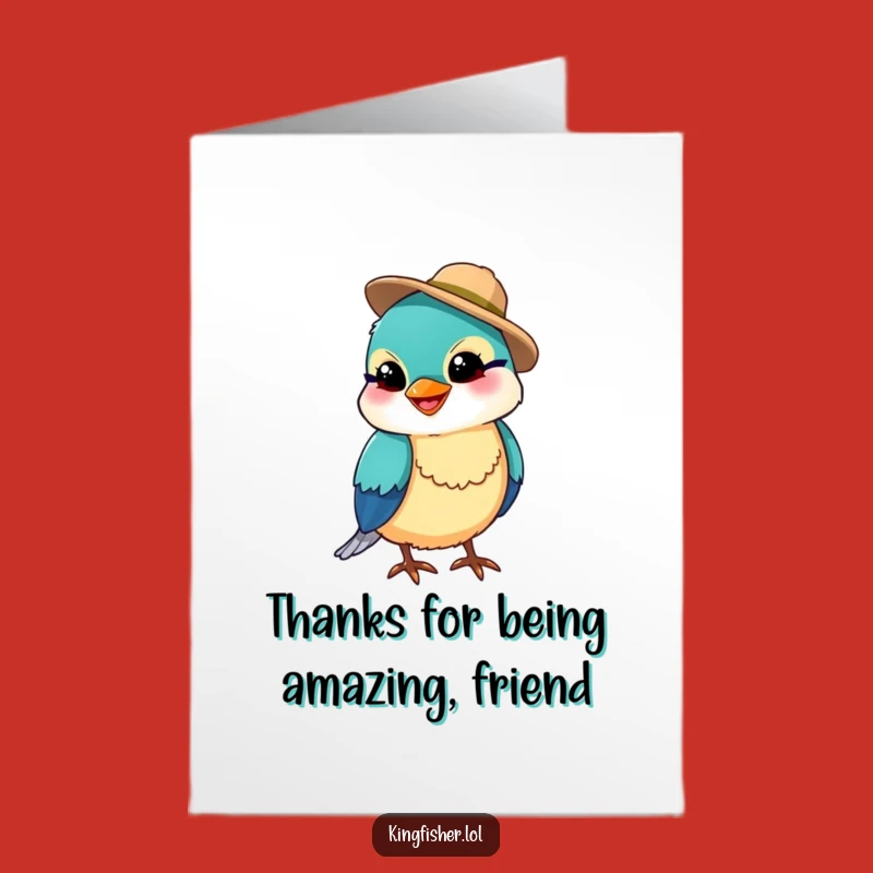 Free Printable Thank You Card: Funny Kingfisher Angler - Downloadable Gratitude