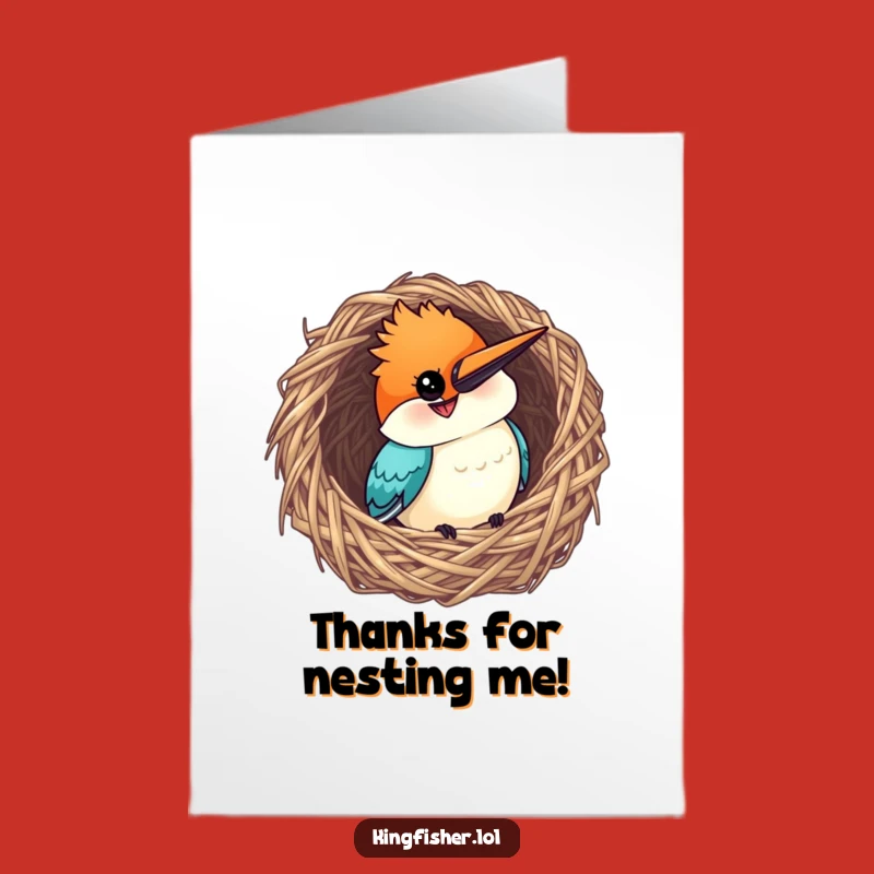 Free Printable Thank You Card: Curious Kingfisher's Grateful Peek - Funny Downloadable Gift