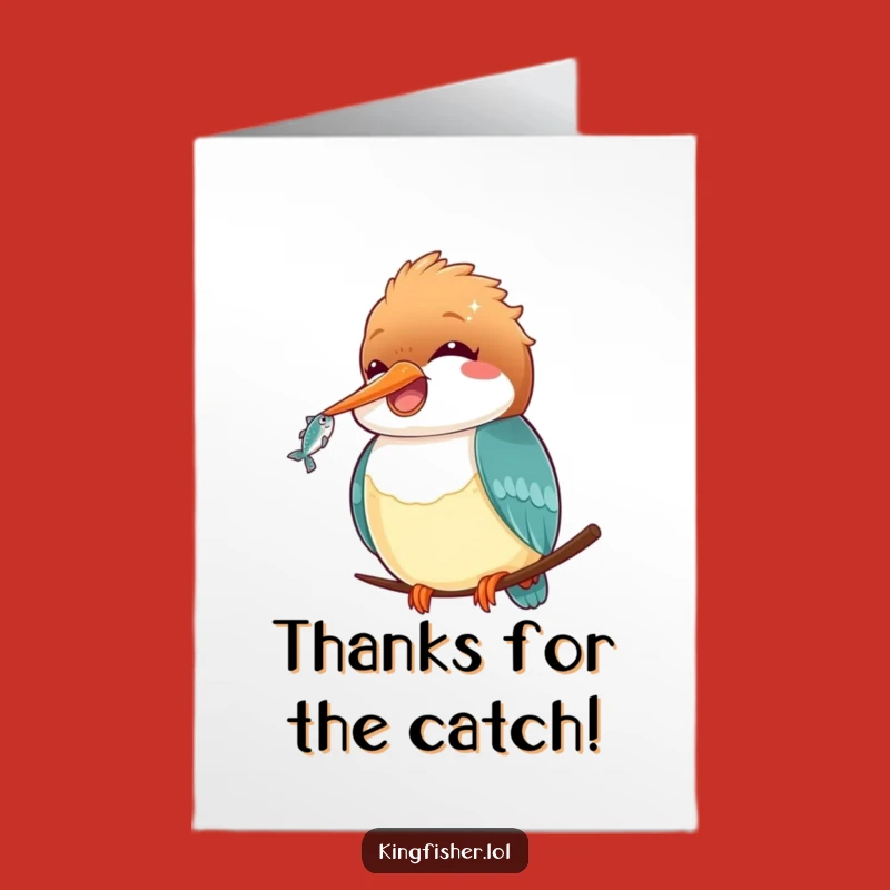 Free Printable Kawaii Kingfisher Thank You Card: Cute Bird Appreciation Downloadable