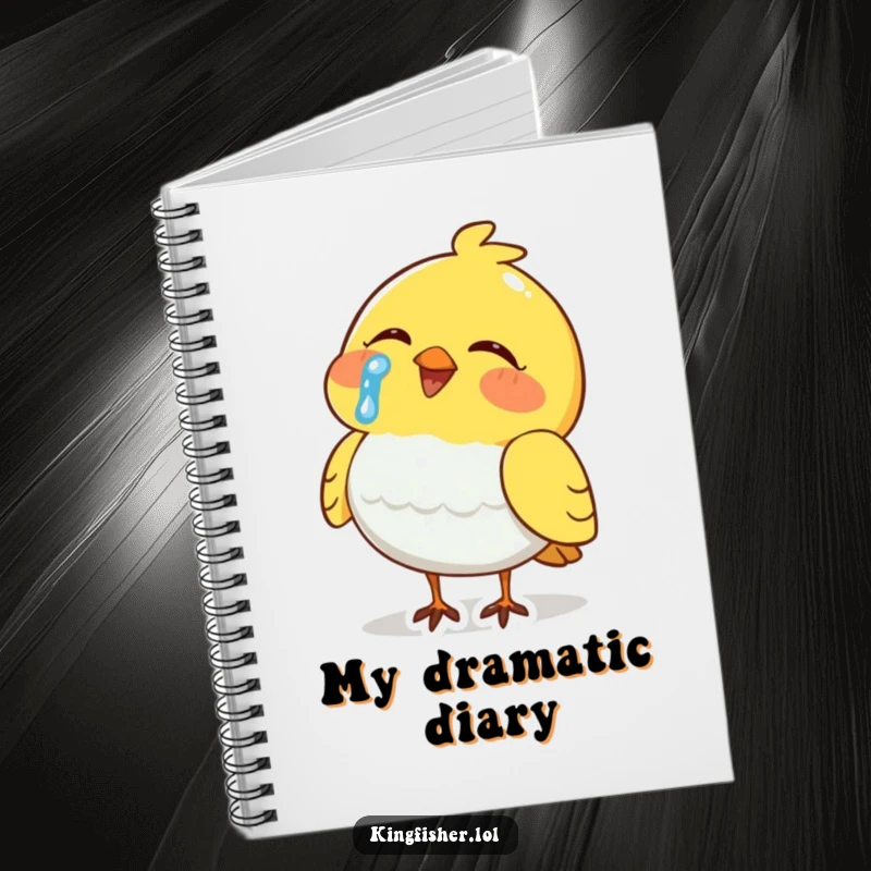 Funny Notebook: A bird with a tear of laughter on its cheek adorns this notebook, encouraging humorous entries.