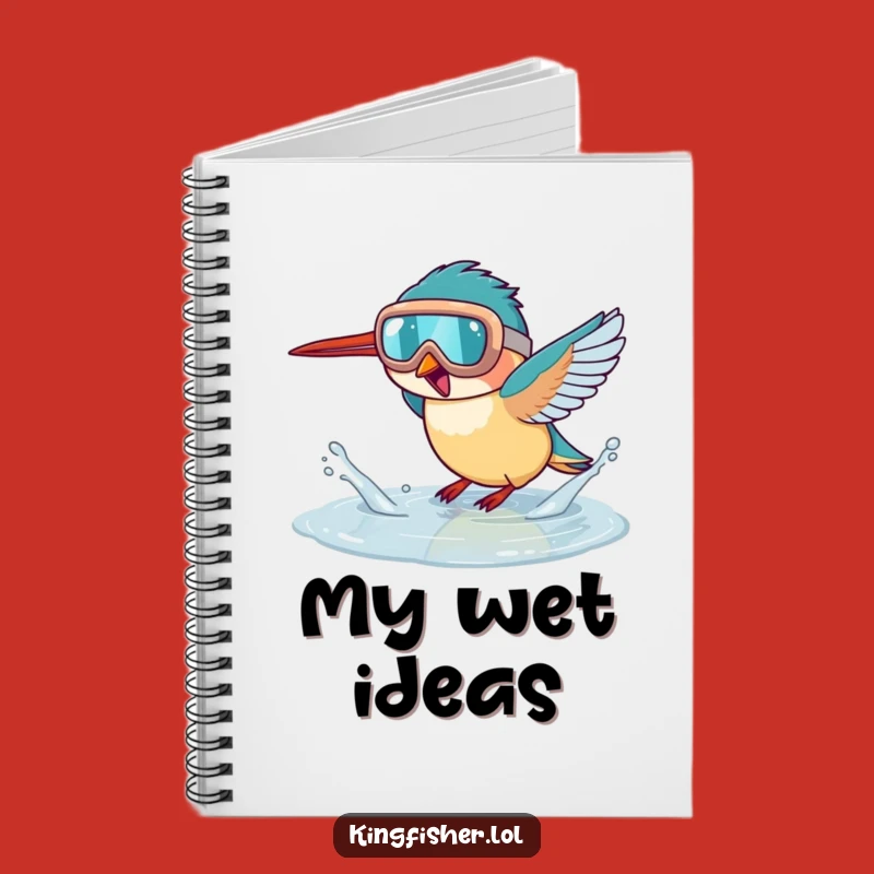 Funny Goggled Kingfisher Puddle Splash Notebook: Jot Down Energetic Ideas