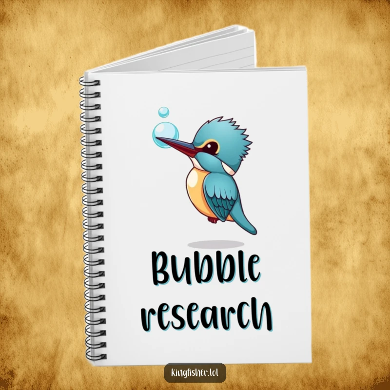 Funny Kingfisher Notebook: A Kingfisher curiously watching a bubble, on a notebook cover for funny and imaginative journaling.