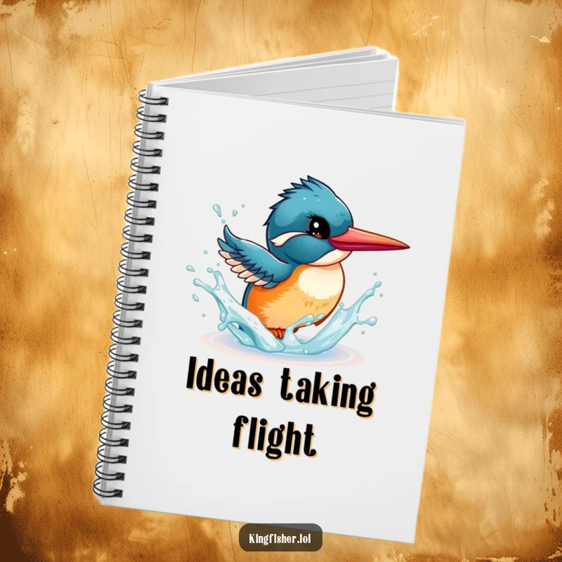 Funny Kingfisher Notebook: Features an energetic bird playfully splashing water with its beak, inspiring creative writing.