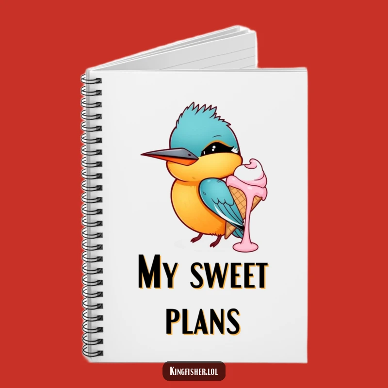 Funny Winking Kingfisher Ice Cream Notebook: Jot Down Sweet Thoughts