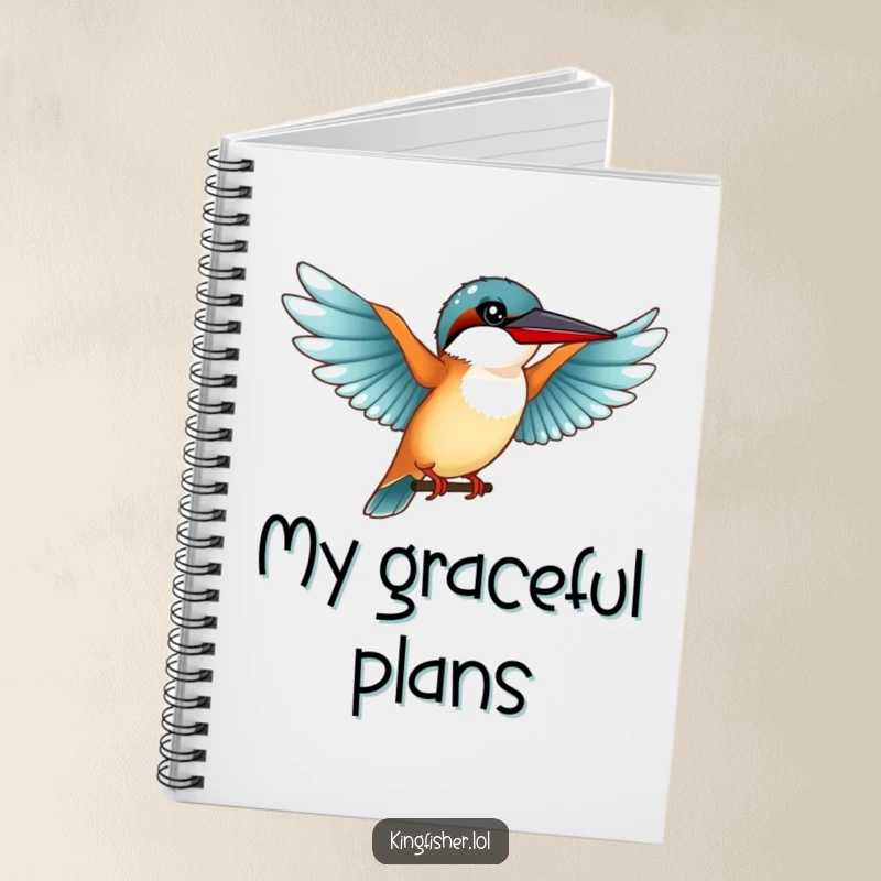 Funny Graceful Kingfisher Notebook: A cute kingfisher bird with outstretched wings preparing for a funny landing.