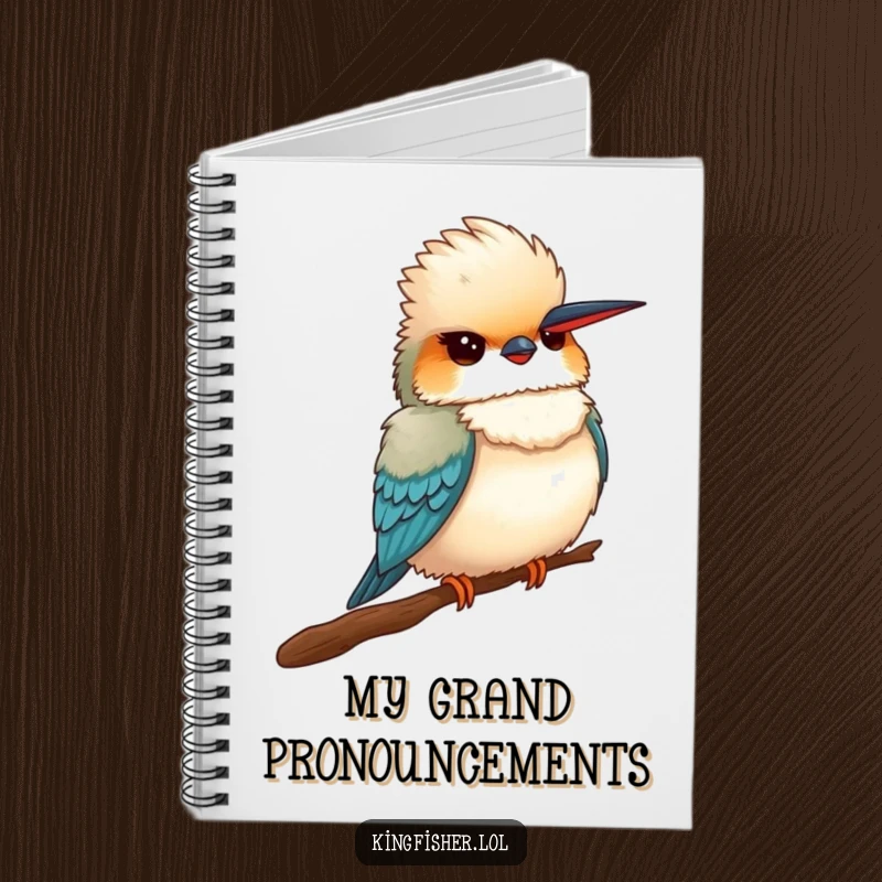 Funny Proud Kingfisher Notebook: A fluffy kingfisher bird sitting proudly, chest humorously puffed out.