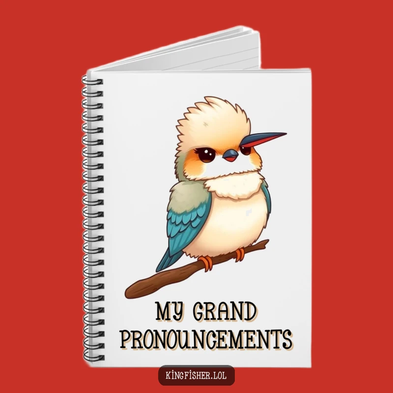 Funny Proud Kingfisher Notebook: Fluffy Bird's Puffed Chest for Amusing Notes