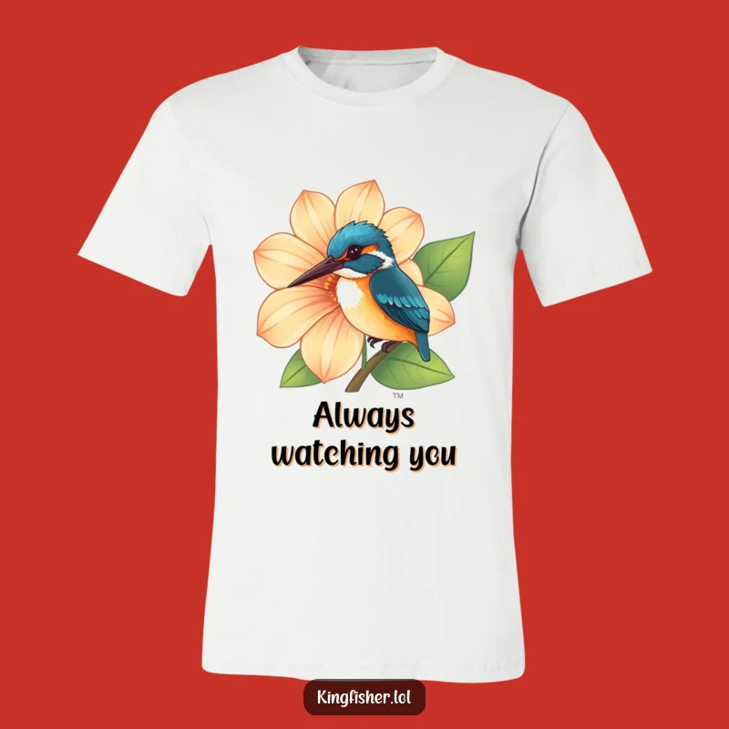 Funny Curious Kingfisher Flower T-Shirt: Wear This Bird's Adorable Peek-a-Boo Style!